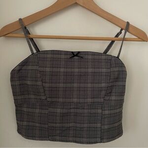 Wild Fable Black and Gray Plaid Cropped Tank Top